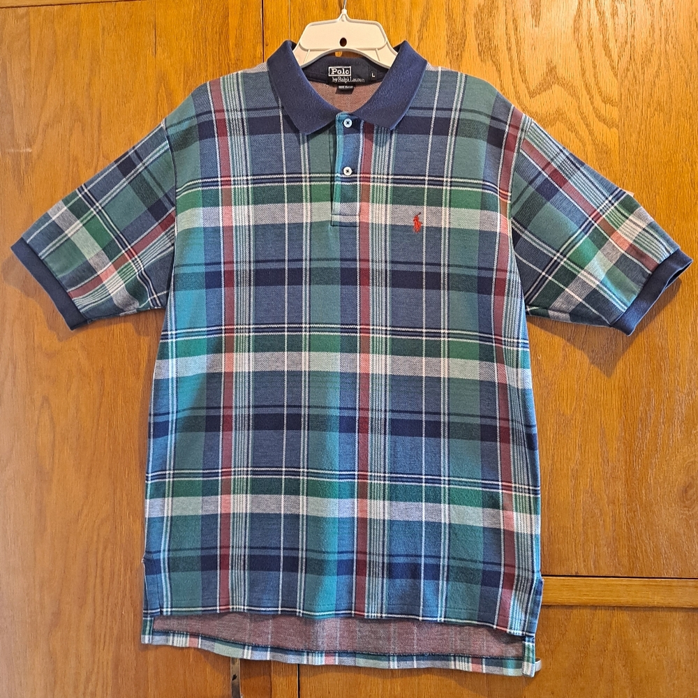 Mens Polo by Ralph Lauren Multi Plaid Blue Green Red Short Sleeve